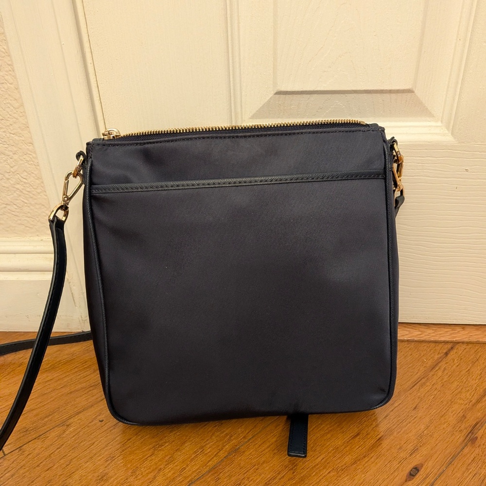 Michael Kors Navy Nylon Crossbody Bag Gold Hardware MK Logo Adjustable Strap - Picture 2 of 4